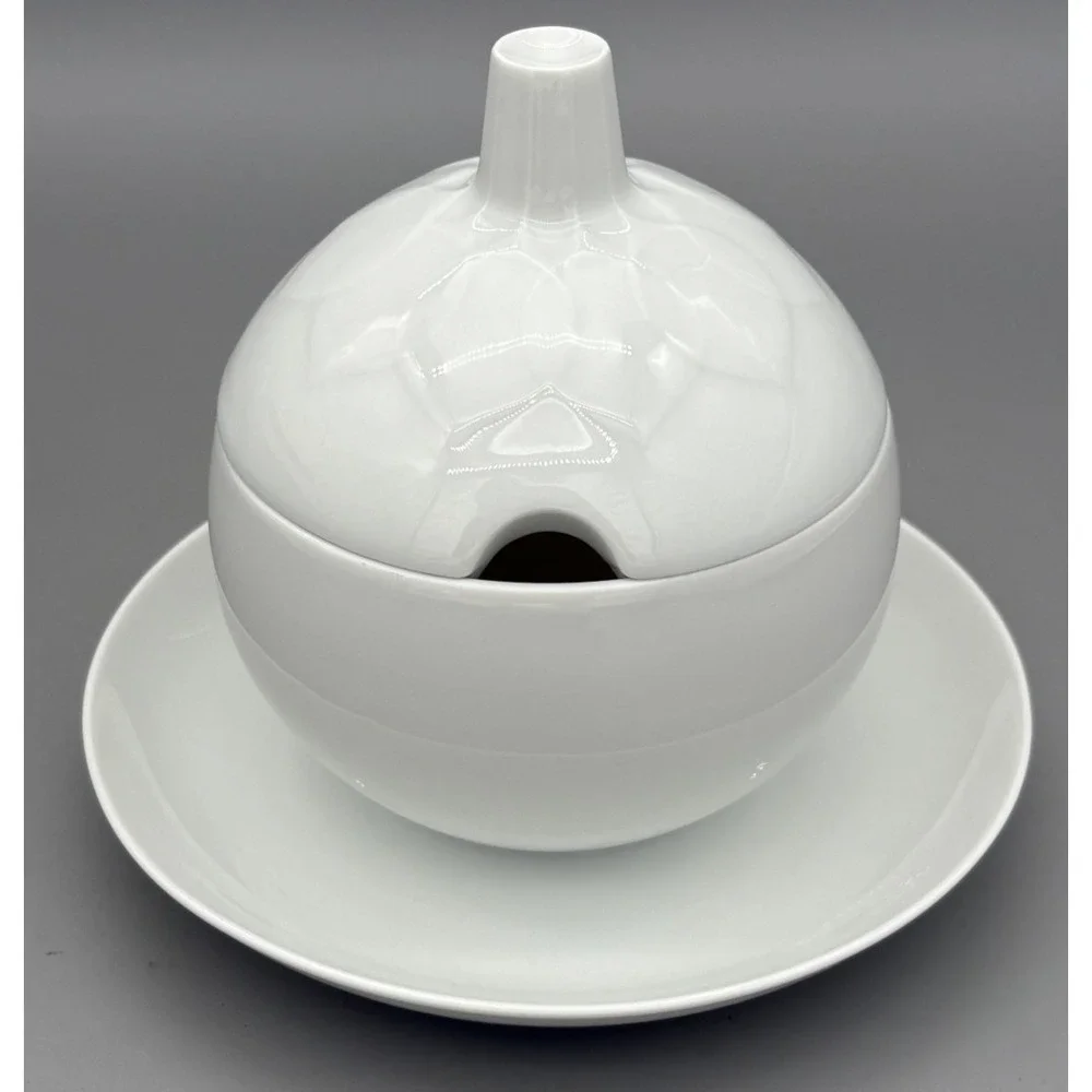 Vintage Rosenthal White Porcelain Lidded Bowl & Plate Made in Germany 6